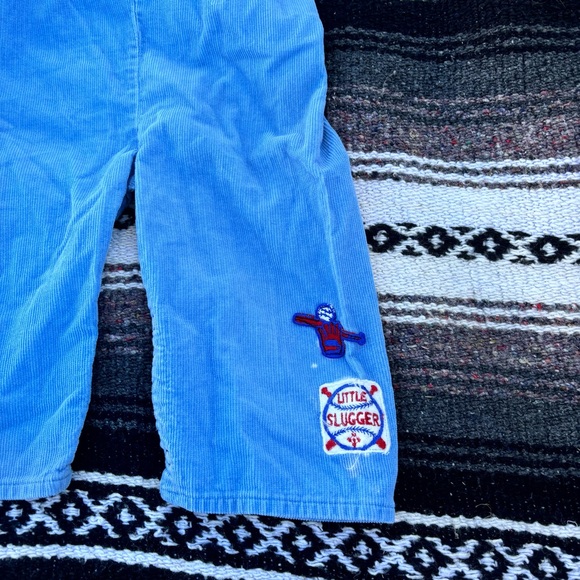 VTG TODDLE TIME BLUE CORDUROY BASEBALL PATCH OVERALLS BOYS SIZE 12 MONTHS - Picture 4 of 5